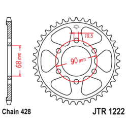 JT SPROCKETS Steel Standard Rear Sprocket 1222 - 428 2