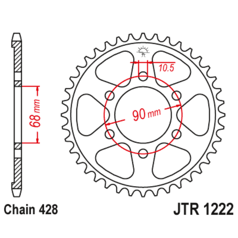 JT SPROCKETS Steel Standard Rear Sprocket 1222 - 428