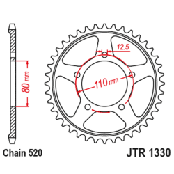 JT SPROCKETS Steel Standard Rear Sprocket 1330 - 520