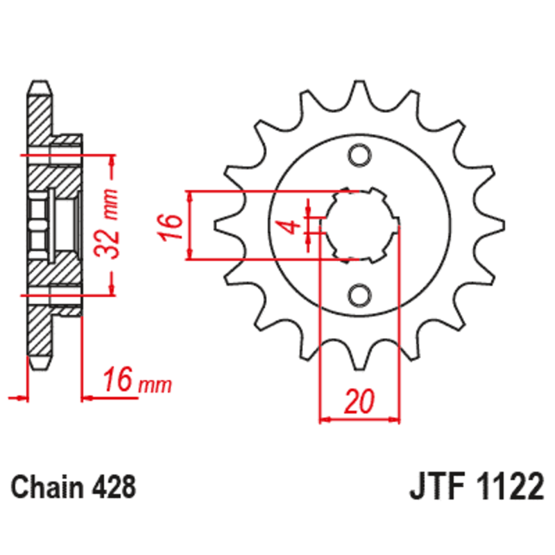 Piñón JT SPROCKETS acero estándar 1122 - 428