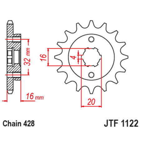 Piñón JT SPROCKETS acero estándar 1122 - 428
