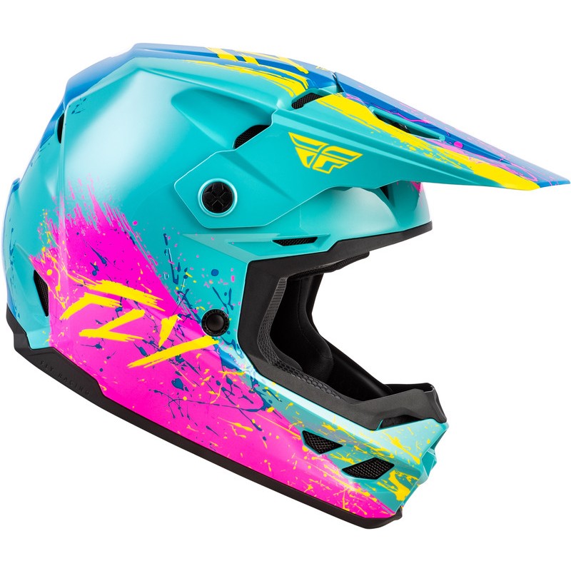 Casco enfant FLY RACING Kinetic Drip - turquesa/rosa/amarillo