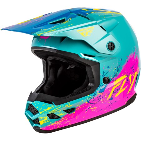 Casco enfant FLY RACING Kinetic Drip - turquesa/rosa/amarillo