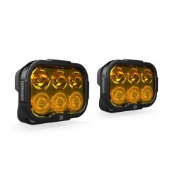 Juego de faros universales DENALI DL6 con lente amarillo y cableado premium