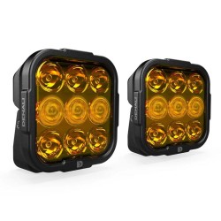 Juego de faros universales DENALI DL9 con lente amarillo y cableado premium