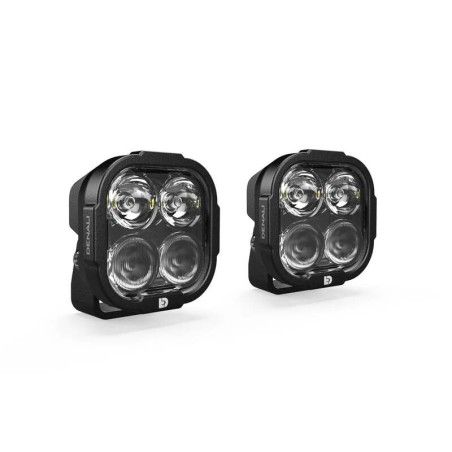Juego de faros universales DENALI DL4 con lente transparente y cableado premium