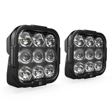 Juego de faros universales DENALI DL9 con lente transparente y cableado premium