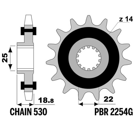 Piñón PBR acero estándar 2254G - 530