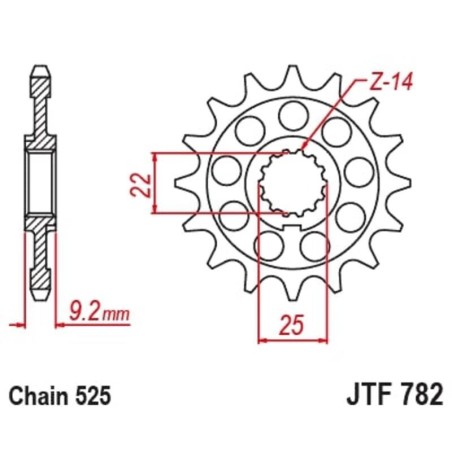 Piñón JT SPROCKETS acero estándar 782 - Paso 520