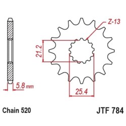Piñón con goma anti-ruido JT SPROCKETS acero 15 dientes 784 - 520