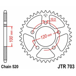 Corona JT SPROCKETS acero estándar 703 - Paso 520