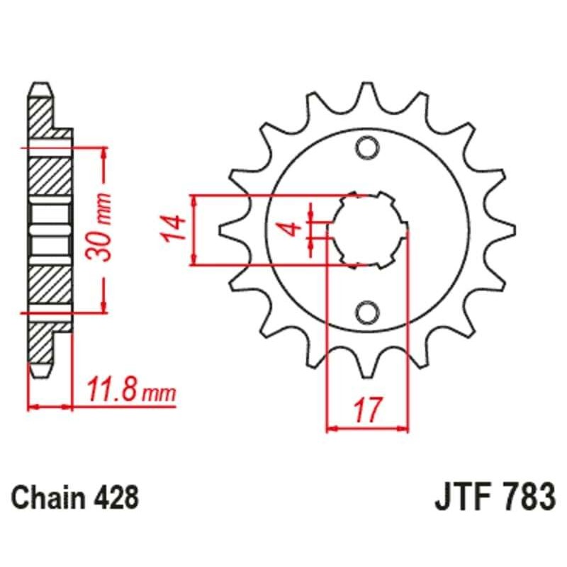Kit de cadena JT/JT 428HDR 14/37 standard - corona standard