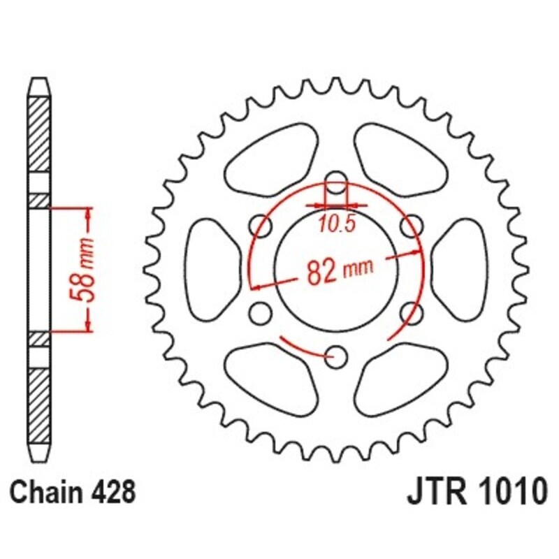 Kit de cadena JT/JT 428HDR 15/37 standard - corona standard