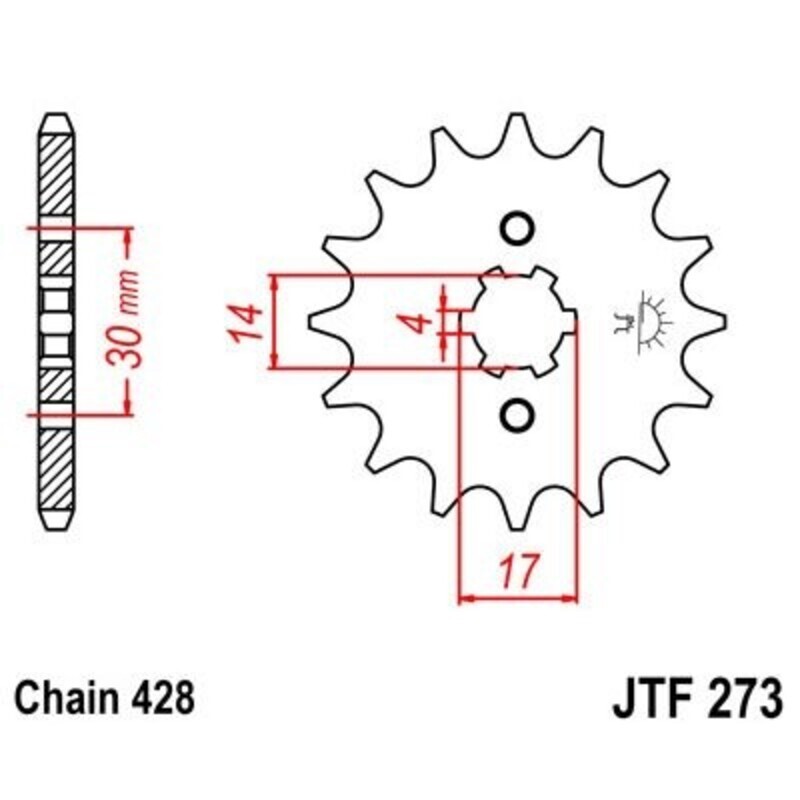 Kit de cadena JT/JT 428HDR 15/37 standard - corona standard