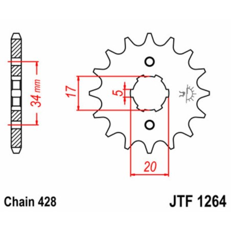 Kit de cadena JT/JT 428HDR 15/45 standard - corona standard