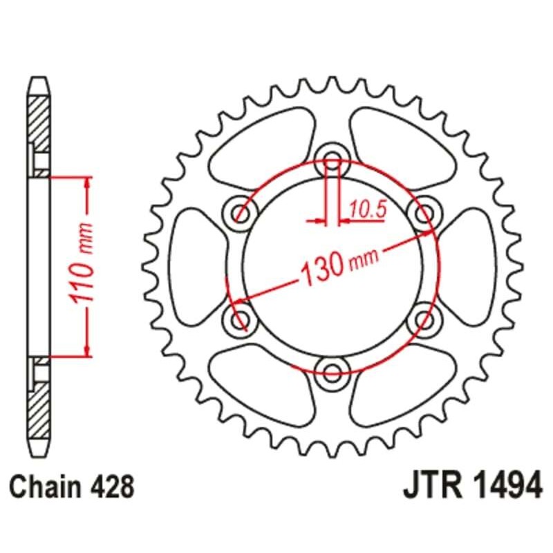 Kit de cadena JT/JT 428HDR 16/56 standard - corona standard