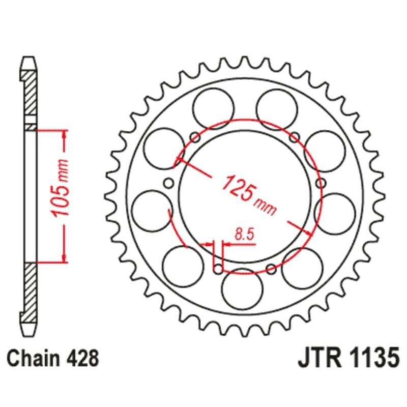 Kit de cadena JT/JT 420HDS 13/62 standard - corona standard