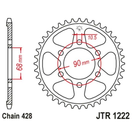 Kit de cadena JT/JT 428HDR 15/47 standard - corona standard