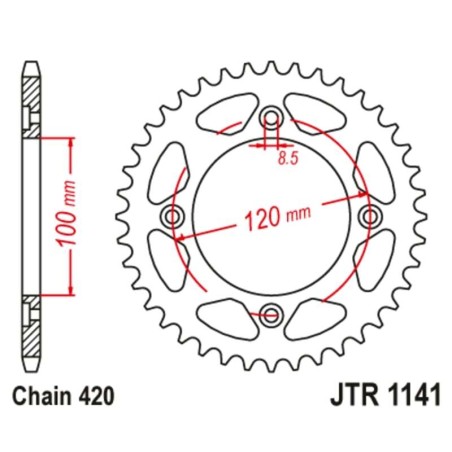 Kit de cadena JT/JT 428HDR 11/62 standard - corona standard