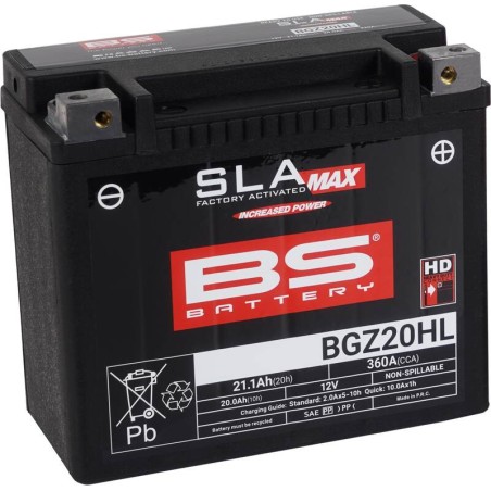 Batería BS BATTERY SLA Max sin mantenimiento activada en fábrica - BGZ20HL