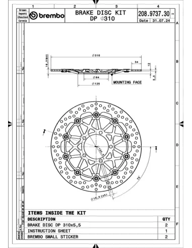 Juego de discos de freno BREMBO UPGRADE Supersport redondo flotante - pareja