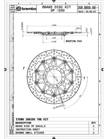 Discos de freno BREMBO UPGRADE - SUPERSPORT - 208B85969 - 2 piezas