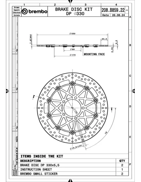 Juego de discos de freno BREMBO UPGRADE Supersport redondo flotante - pareja