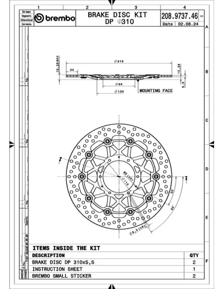 Juego de discos de freno BREMBO UPGRADE Supersport redondo flotante - pareja