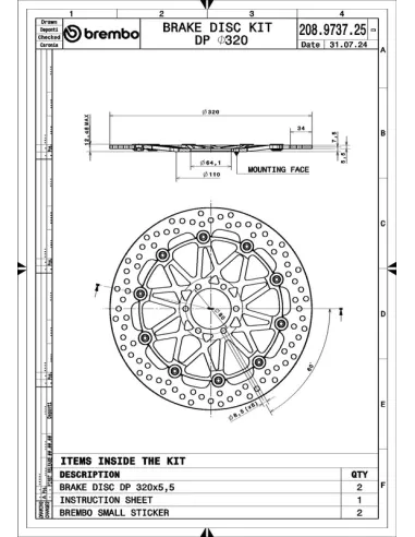 Juego de discos de freno BREMBO UPGRADE Supersport redondo flotante - pareja