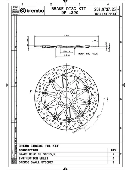 Juego de discos de freno BREMBO UPGRADE Supersport redondo flotante - pareja