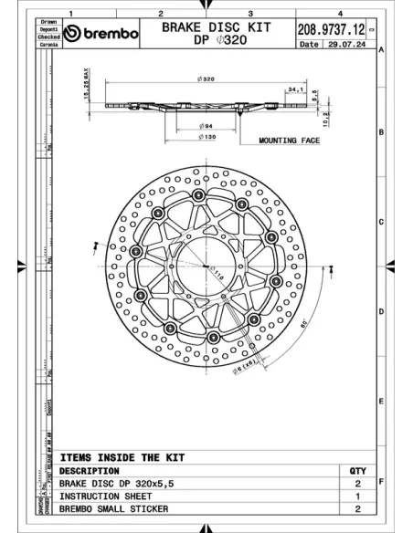 Juego de discos de freno BREMBO UPGRADE Supersport redondo flotante - pareja