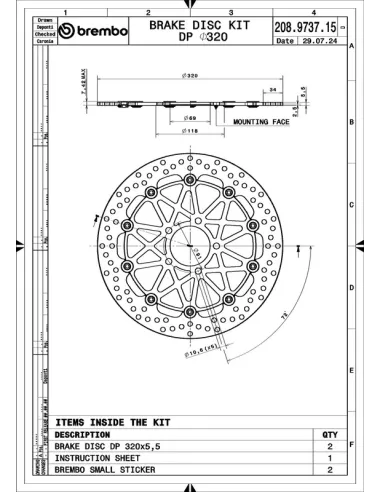 Juego de discos de freno BREMBO UPGRADE Supersport redondo flotante - pareja