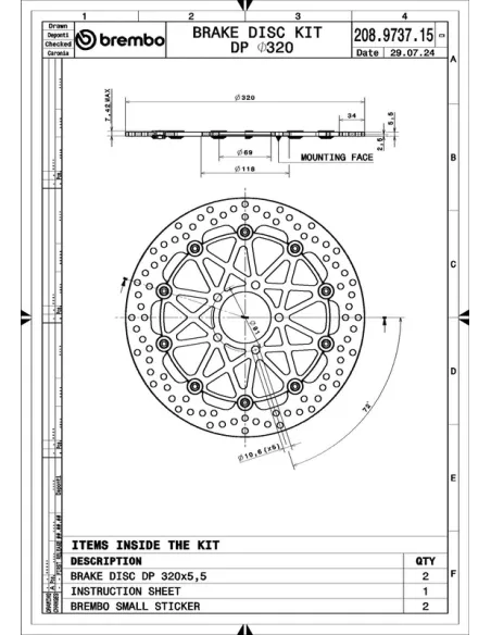 Juego de discos de freno BREMBO UPGRADE Supersport redondo flotante - pareja