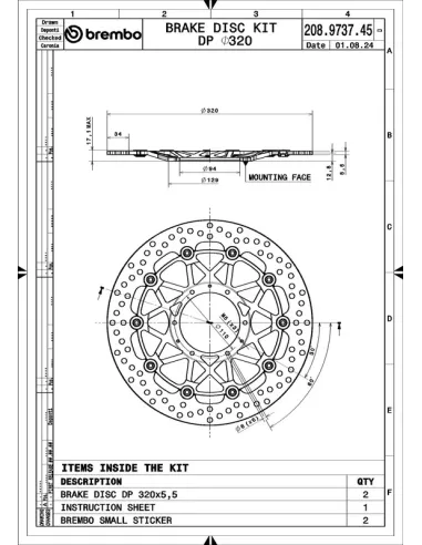 Juego de discos de freno BREMBO UPGRADE Supersport redondo flotante - pareja