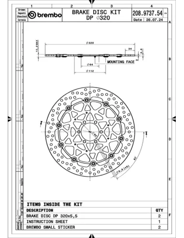 Juego de discos de freno BREMBO UPGRADE Supersport redondo flotante - pareja
