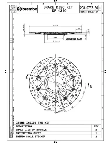 Juego de discos de freno BREMBO UPGRADE Supersport redondo flotante - pareja