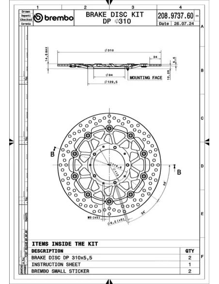 Juego de discos de freno BREMBO UPGRADE Supersport redondo flotante - pareja