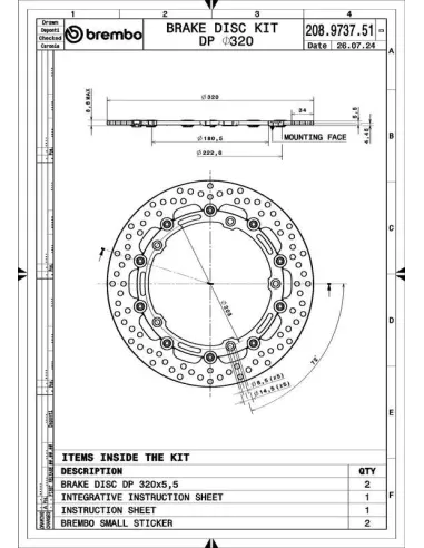 Juego de discos de freno BREMBO UPGRADE Supersport redondo flotante - pareja
