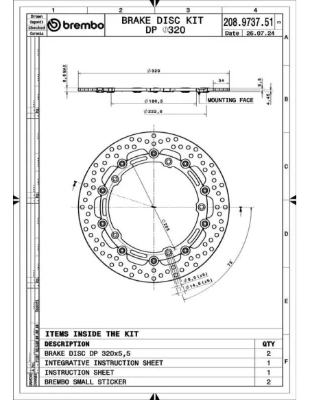 Juego de discos de freno BREMBO UPGRADE Supersport redondo flotante - pareja