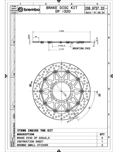 Juego de discos de freno BREMBO UPGRADE Supersport redondo flotante - pareja