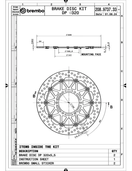 Juego de discos de freno BREMBO UPGRADE Supersport redondo flotante - pareja