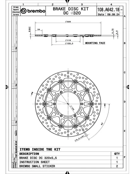 Disco de freno BREMBO UPGRADE SUPERMOTO - 108A64218