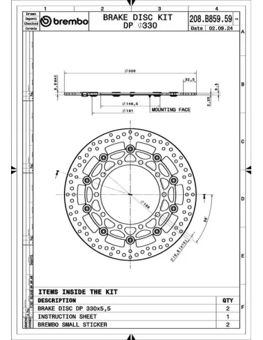 Discos de freno BREMBO UPGRADE SUPERSPORT - 208B85959 - Pareja