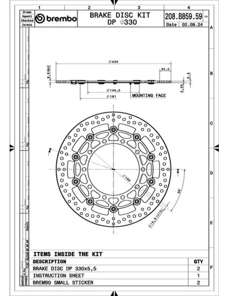 Discos de freno BREMBO UPGRADE SUPERSPORT - 208B85959 - Pareja
