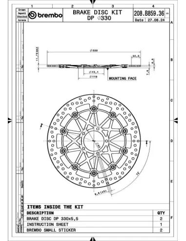 Discos de freno BREMBO UPGRADE SUPERSPORT - 208B85936 - Pareja