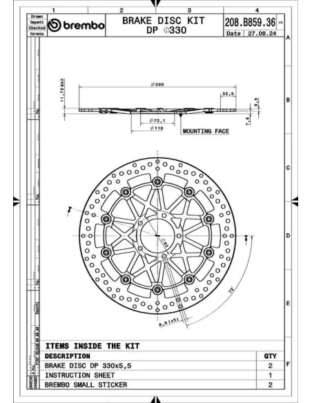 Discos de freno BREMBO UPGRADE SUPERSPORT - 208B85936 - Pareja