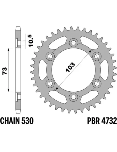 Corona PBR acero C45 estándar - 525