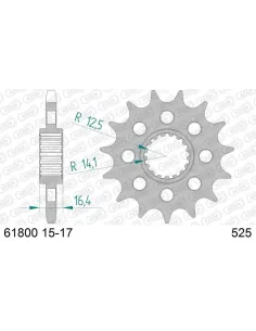 Piñón AFAM acero con goma anti-ruido 618 - 525 negro 2