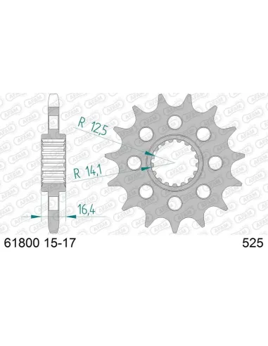 Piñón AFAM acero con goma anti-ruido 618 - 525 negro
