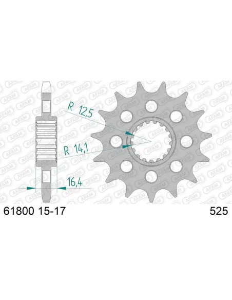 Piñón AFAM acero con goma anti-ruido 618 - 525 negro